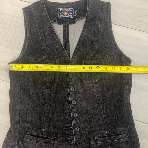 Vintage American Living by Ralph Lauren Black Denim Vest Sz M Y2K Bikercore - Picture 7 of 7
